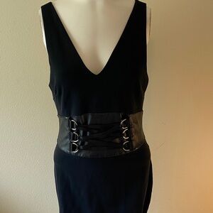 bebe Black Dress with Lace-Up Detail Sz med